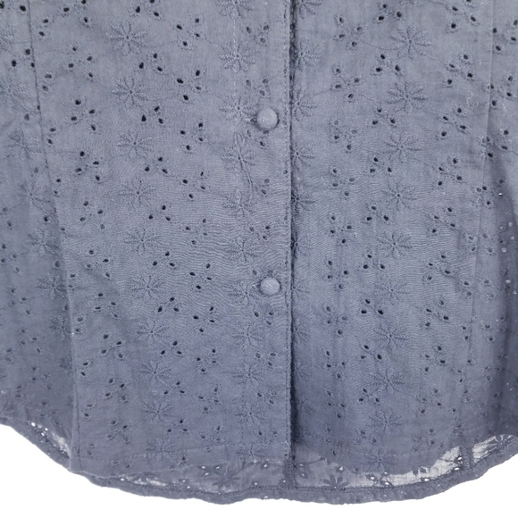 Solitaire Black Puff Sleeve Eyelet Top NWT - Picture 7 of 10